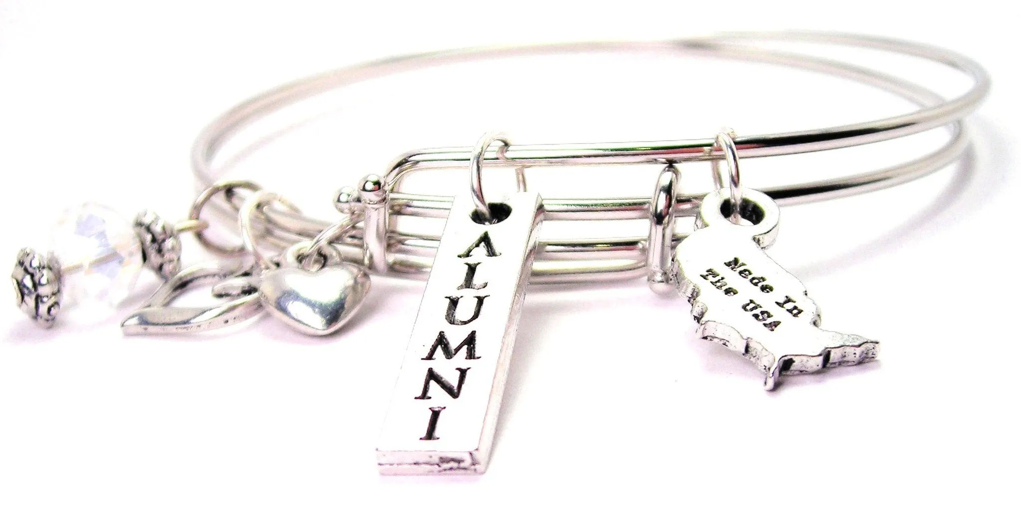 Alumni Long Tab Expandable Bangle Bracelet Set