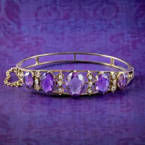 Antique Victorian Amethyst Bangle 16ct Of Amethyst