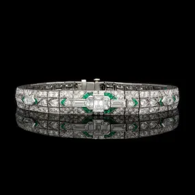 Art Deco Diamond & Emerald Bracelet, circa 1920s