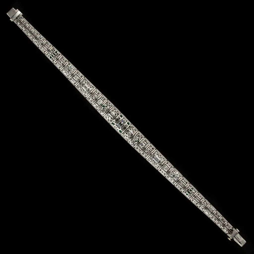 Art Deco Diamond & Emerald Bracelet, circa 1920s