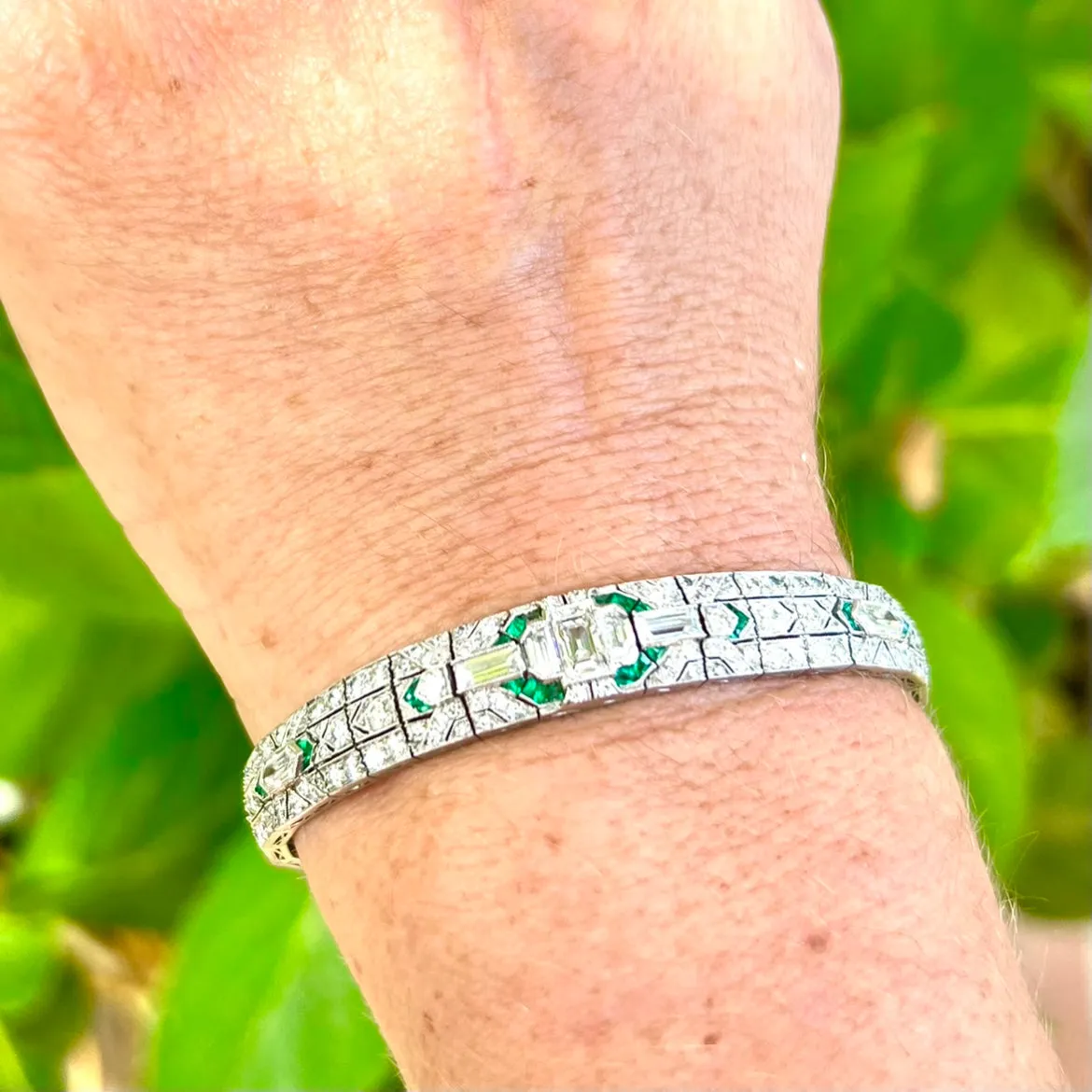 Art Deco Diamond & Emerald Bracelet, circa 1920s