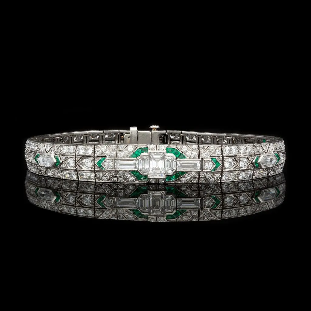 Art Deco Diamond & Emerald Bracelet, circa 1920s