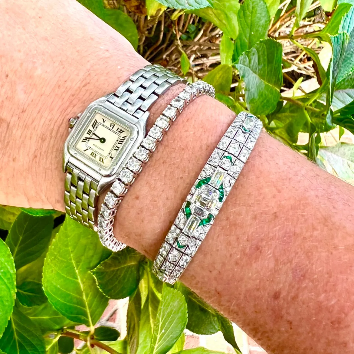 Art Deco Diamond & Emerald Bracelet, circa 1920s
