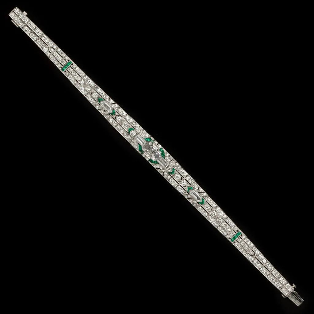Art Deco Diamond & Emerald Bracelet, circa 1920s