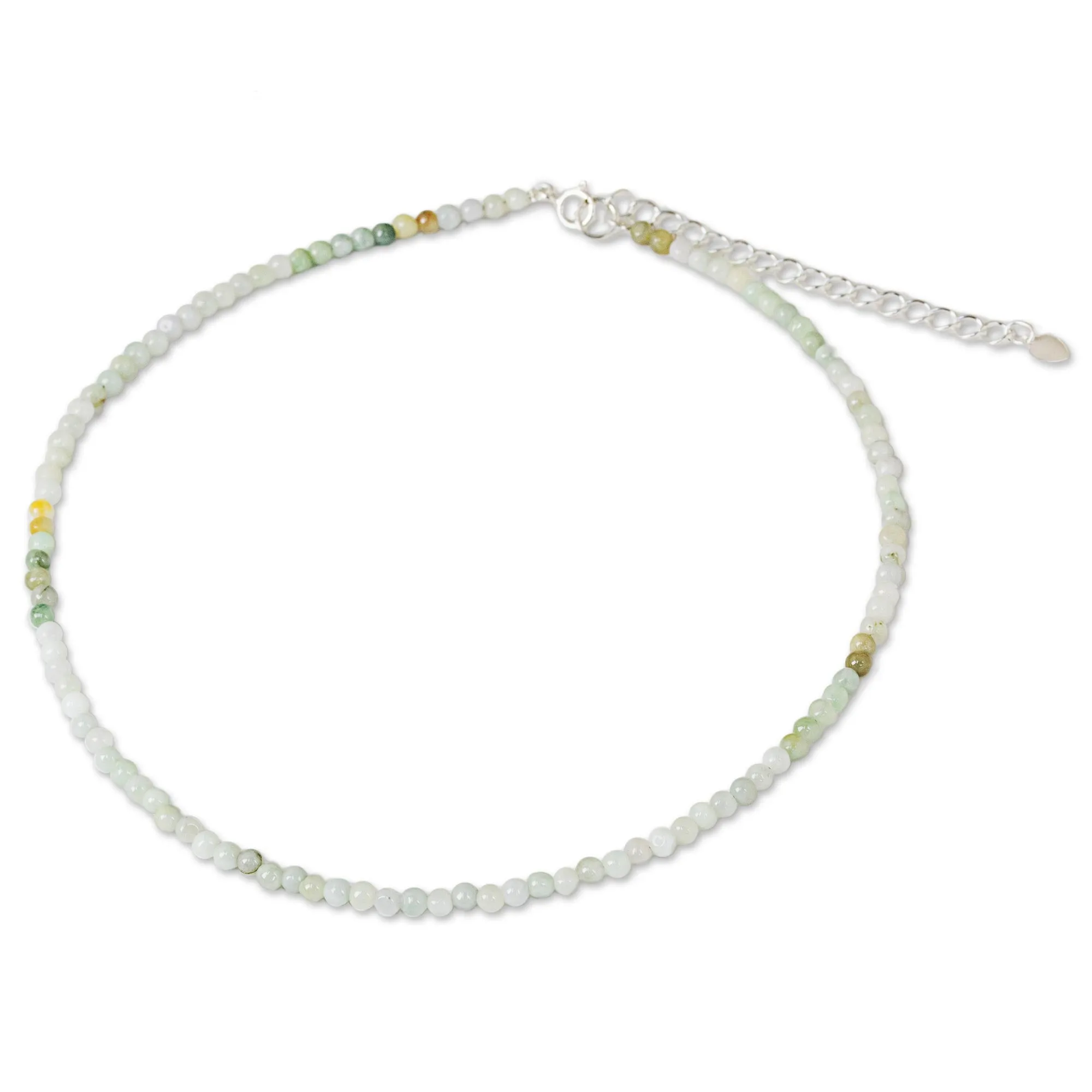 Attraction Continuum Asian Jade Beaded Artisan Crafted Necklace from Thailand