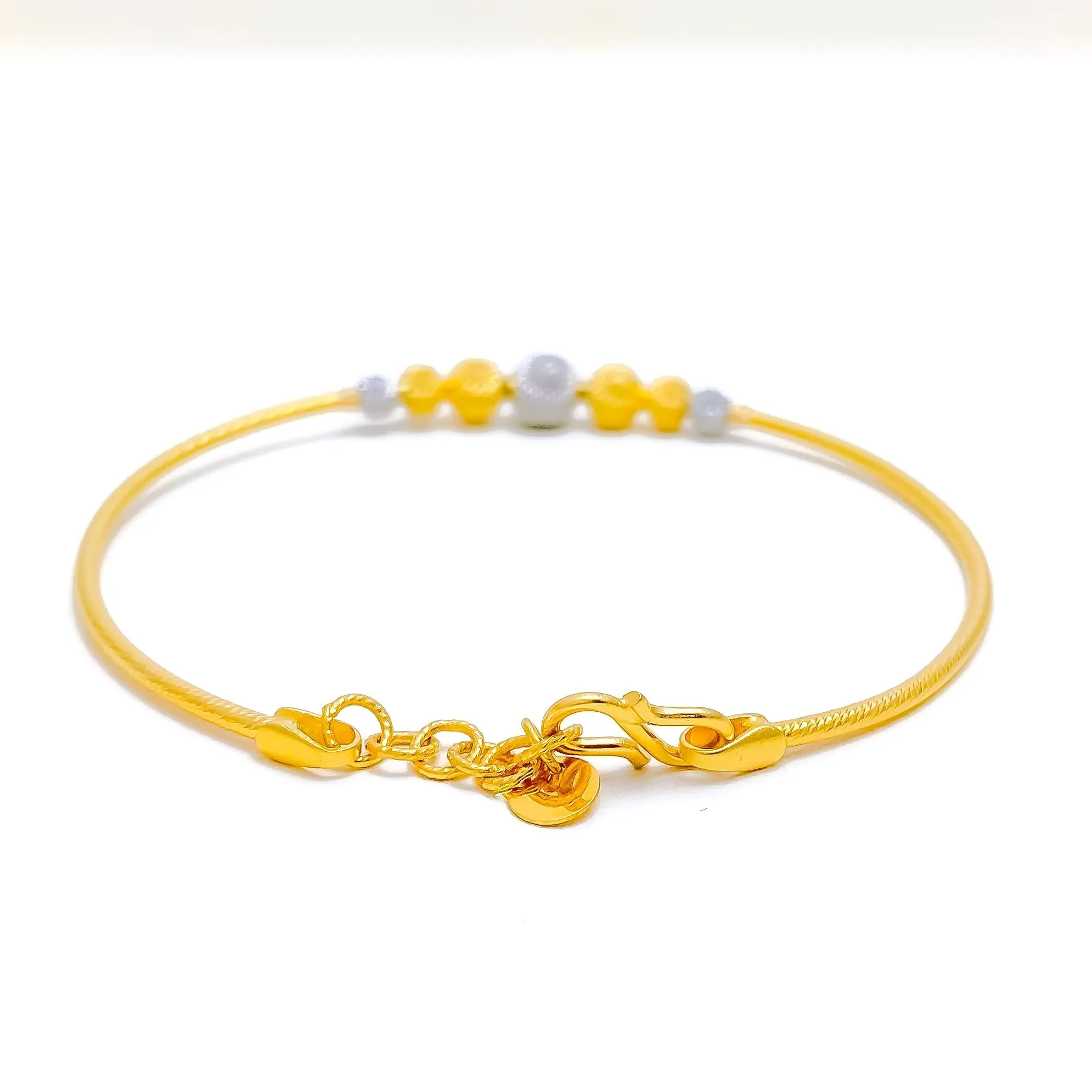 Attractive Alternating Two-Tone 22k Gold  Bangle Bracelet