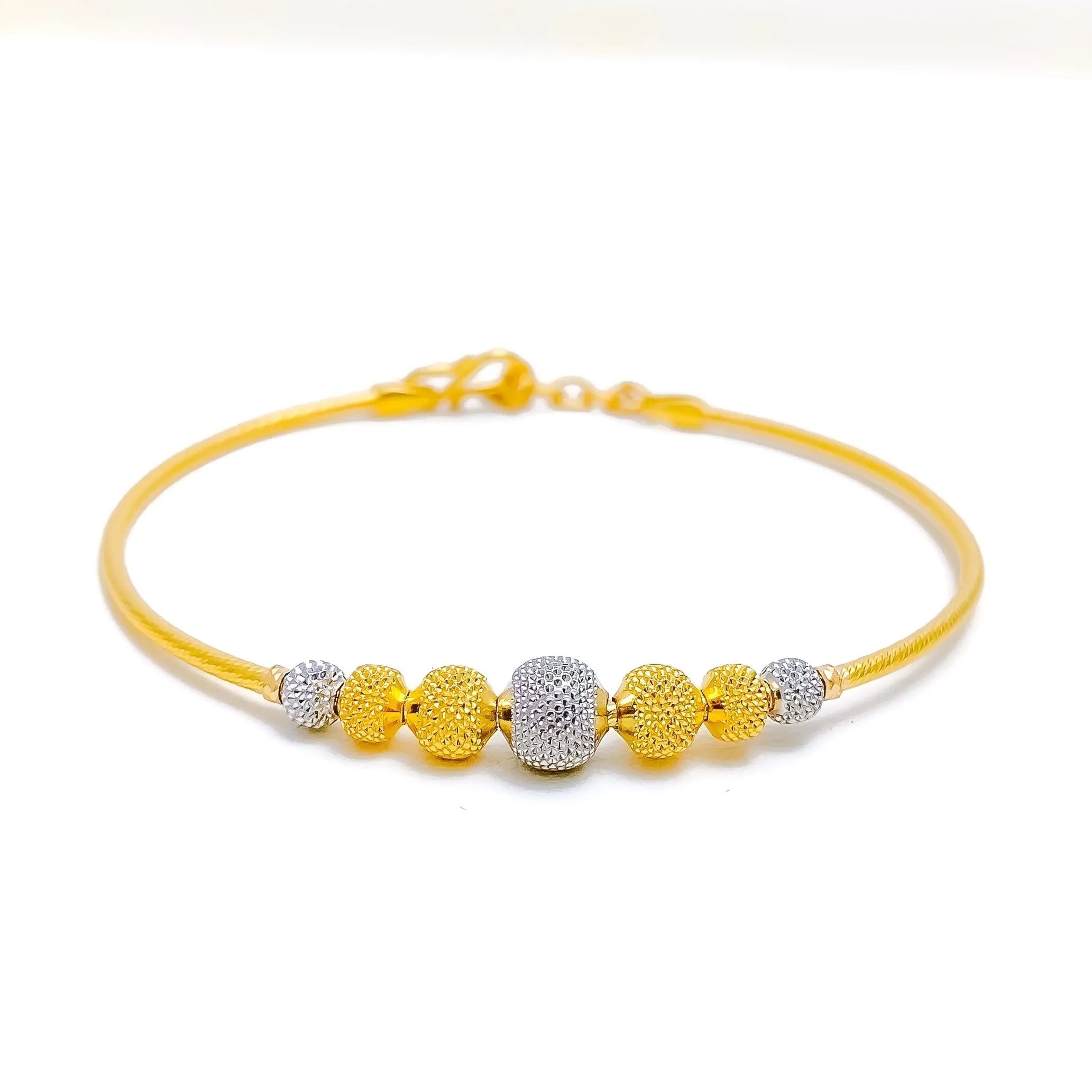 Attractive Alternating Two-Tone 22k Gold  Bangle Bracelet
