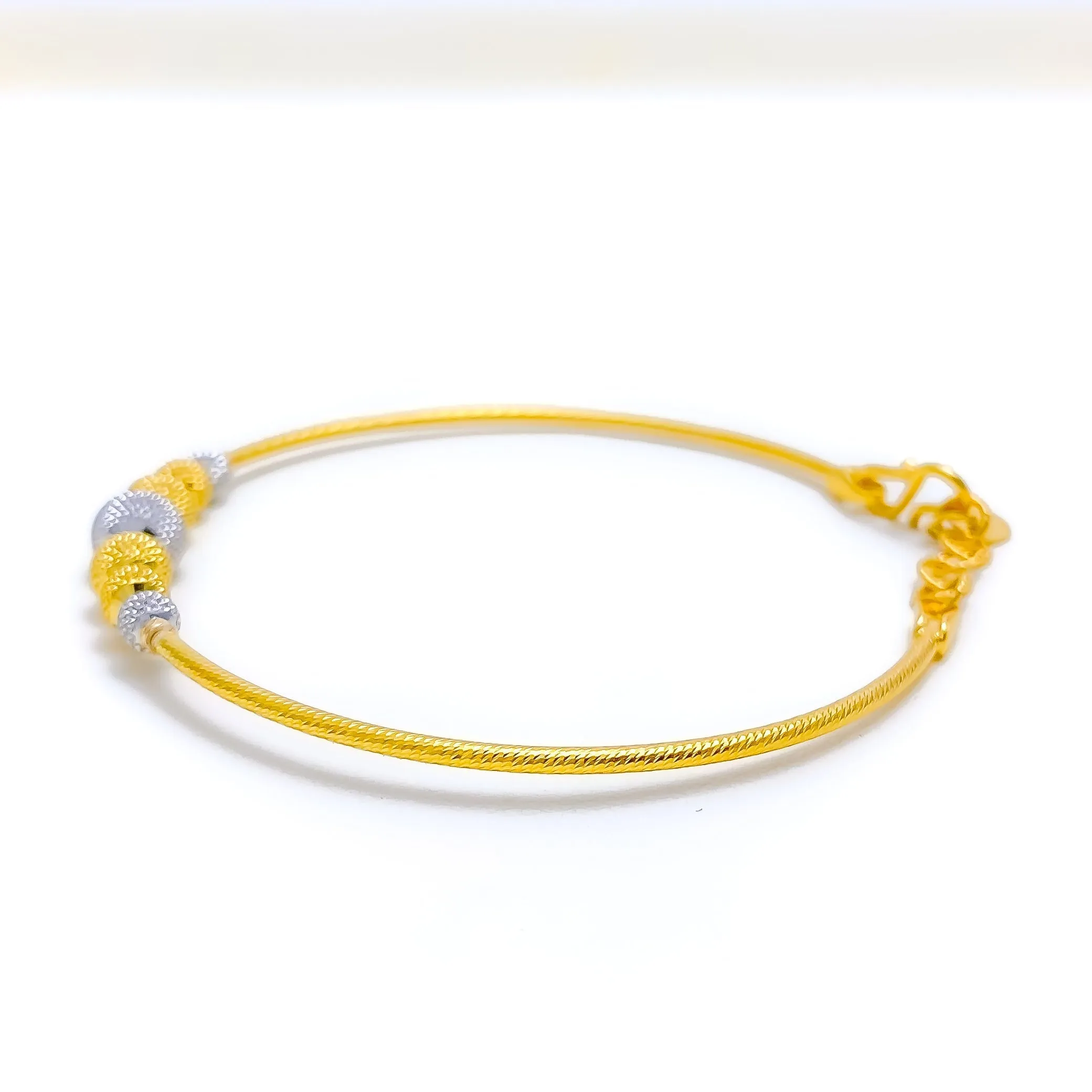 Attractive Alternating Two-Tone 22k Gold  Bangle Bracelet