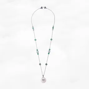 Auspicious Clouds Jade Necklace in Sterling Silver