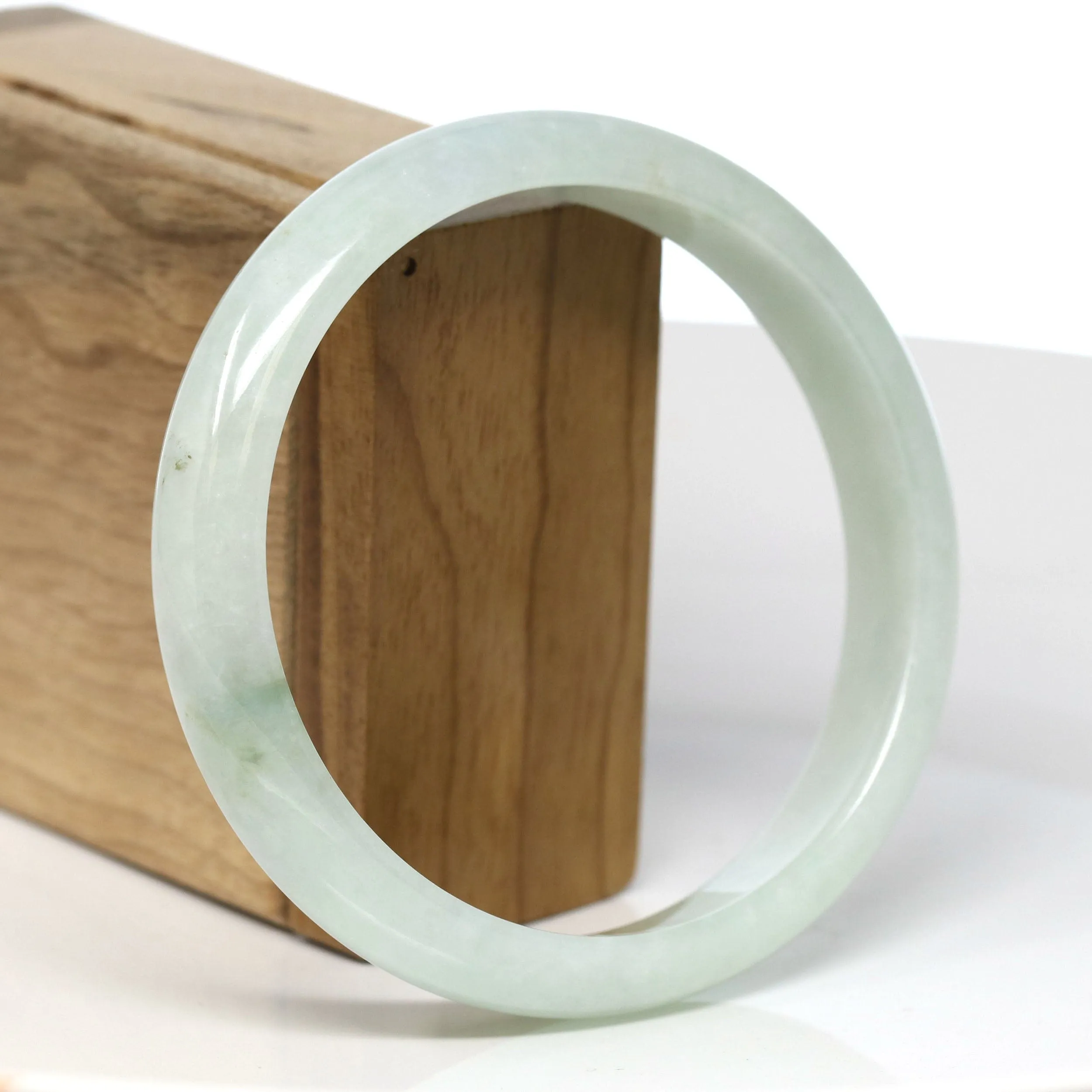 Baikalla Natural Burmese Light Green Jadeite Jade Bangle Bracelet (65.60mm) #T310