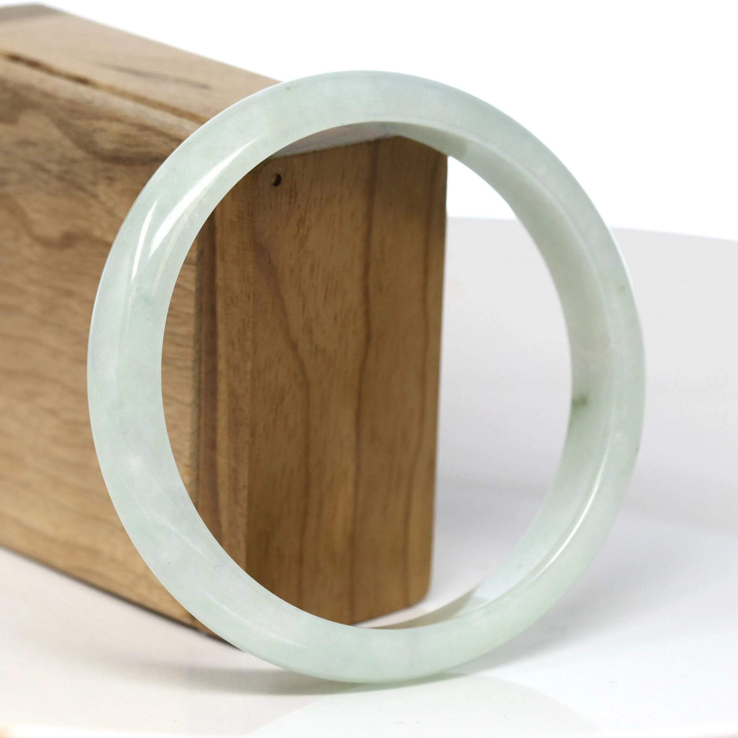 Baikalla Natural Burmese Light Green Jadeite Jade Bangle Bracelet (65.60mm) #T310