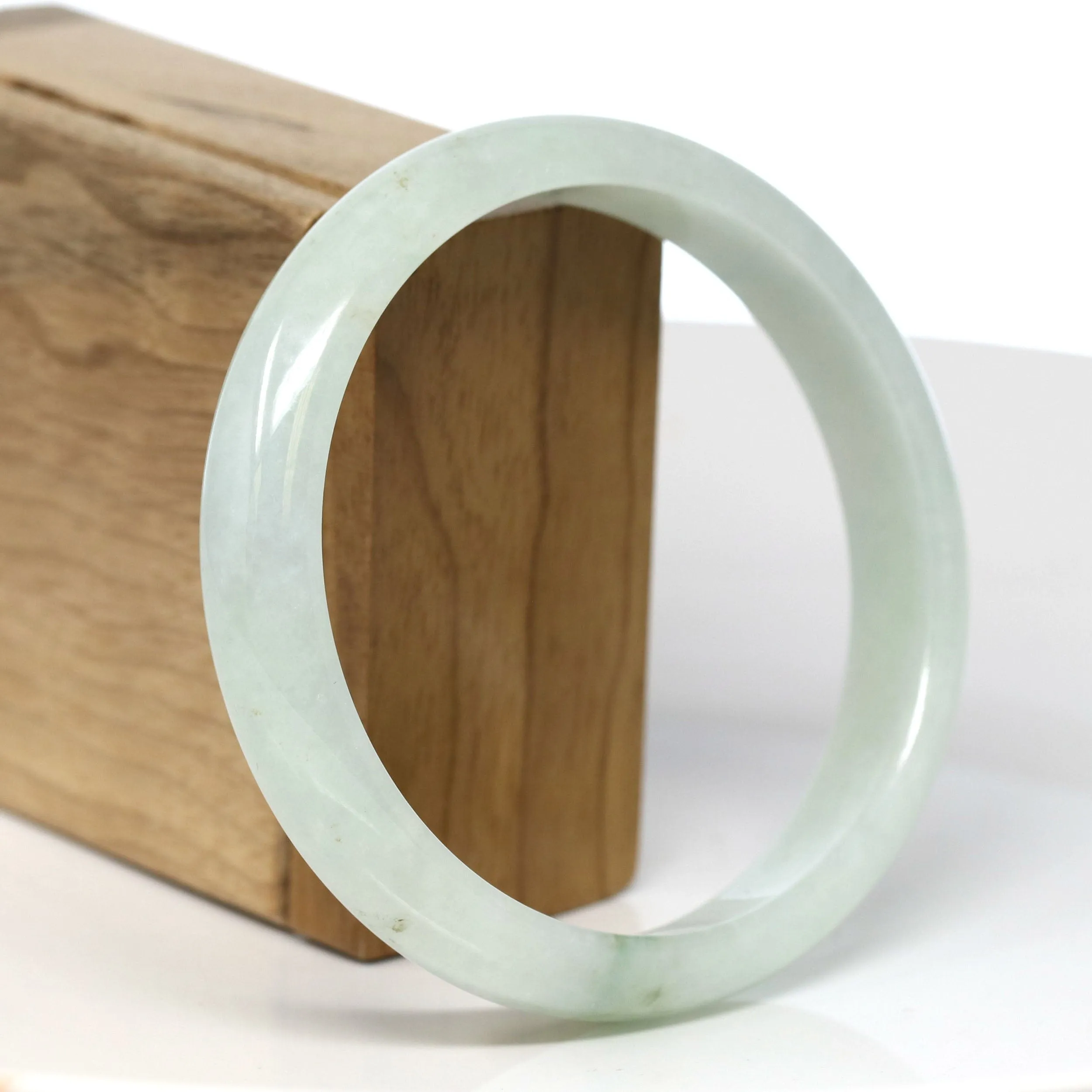 Baikalla Natural Burmese Light Green Jadeite Jade Bangle Bracelet (65.60mm) #T310