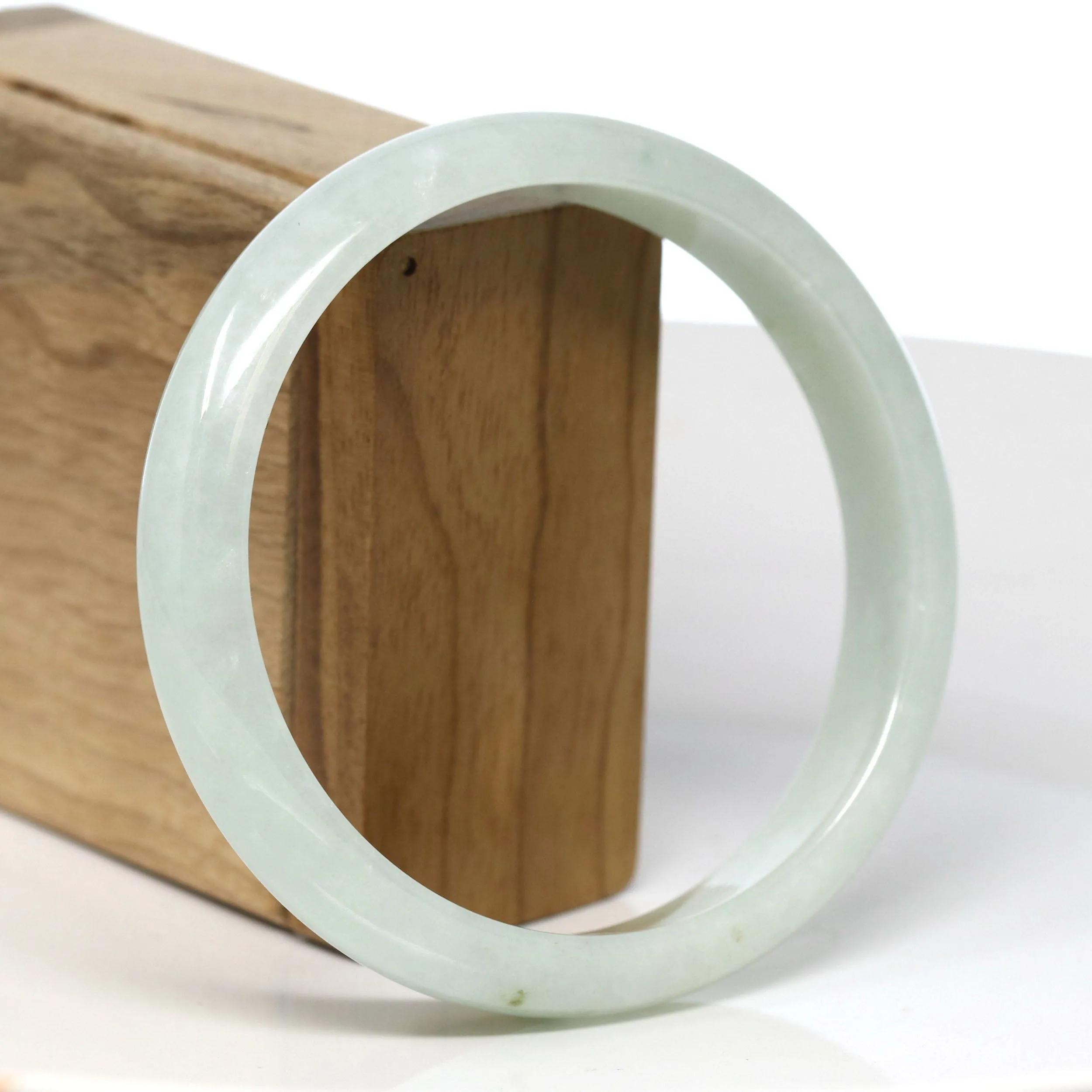 Baikalla Natural Burmese Light Green Jadeite Jade Bangle Bracelet (65.60mm) #T310
