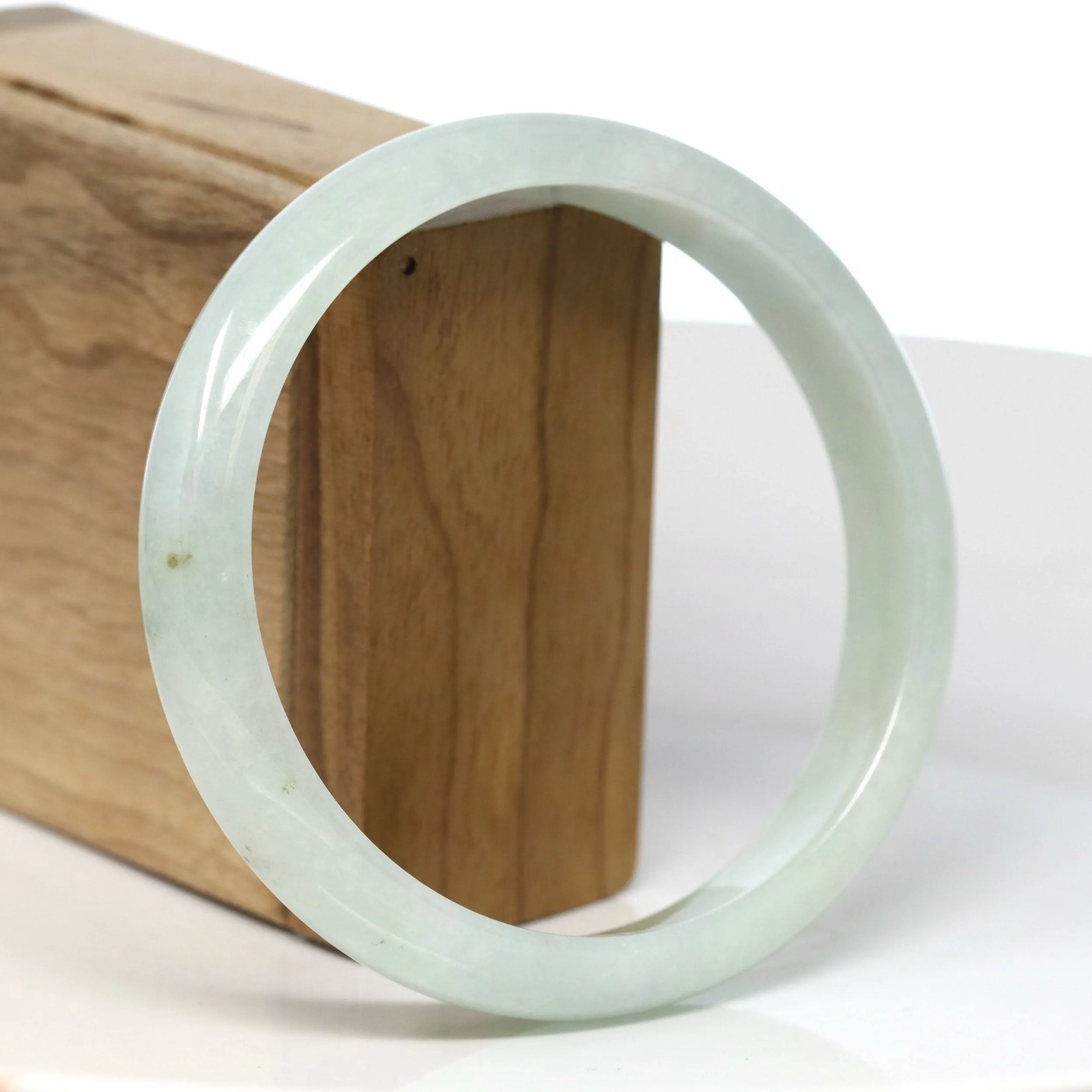 Baikalla Natural Burmese Light Green Jadeite Jade Bangle Bracelet (65.60mm) #T310