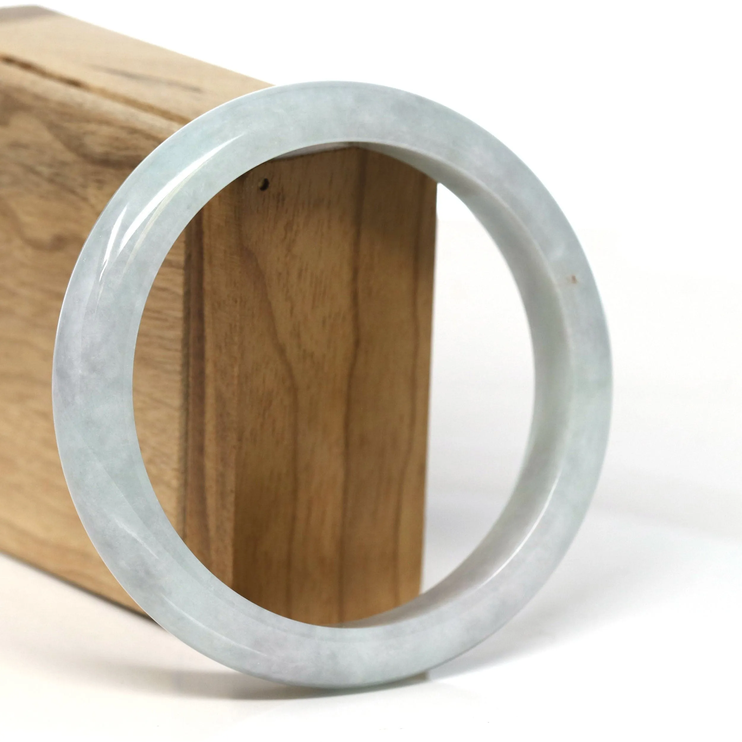 Baikalla Natural Burmese Light Grey - Green Jadeite Jade Bangle Bracelet (62.80mm) #T306