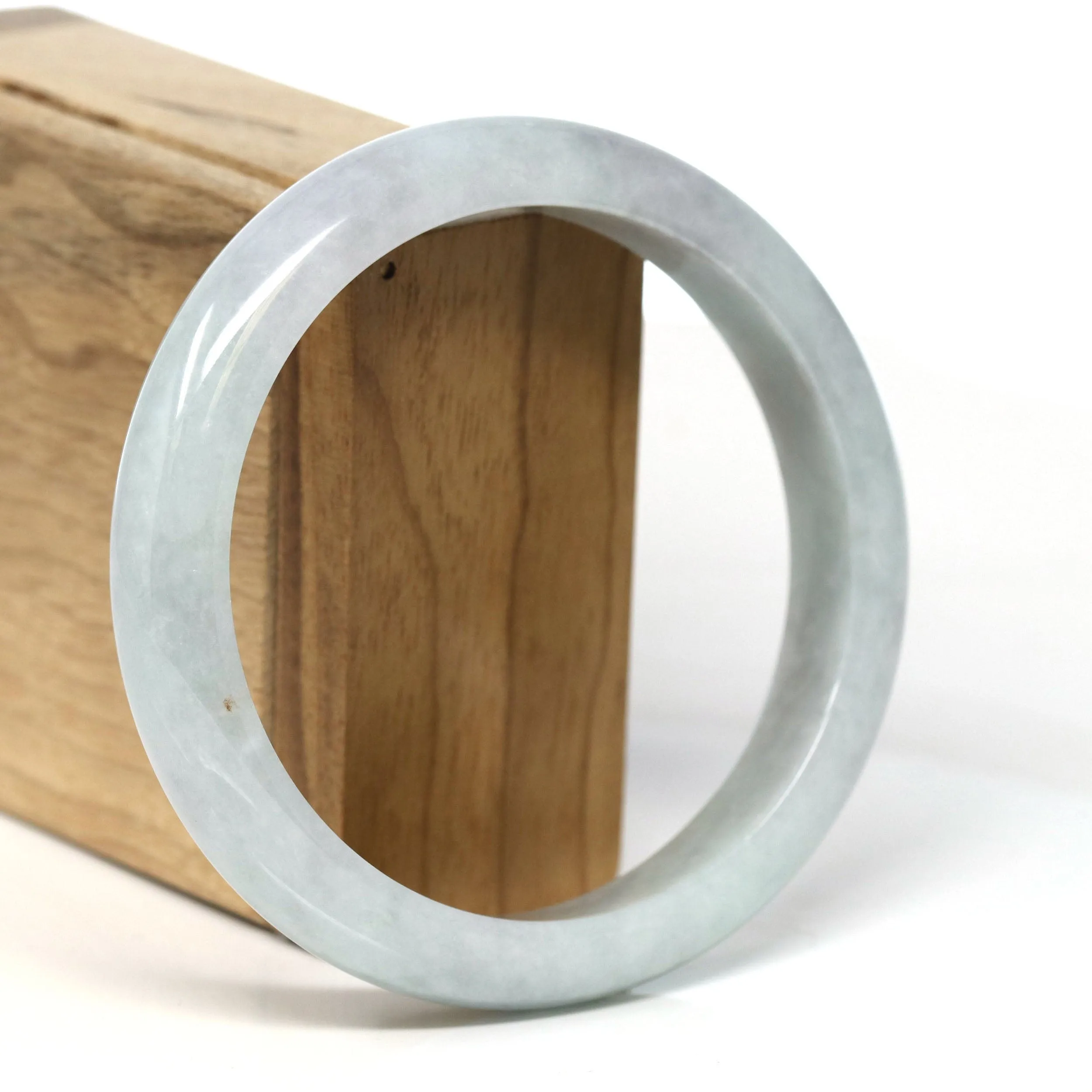 Baikalla Natural Burmese Light Grey - Green Jadeite Jade Bangle Bracelet (62.80mm) #T306