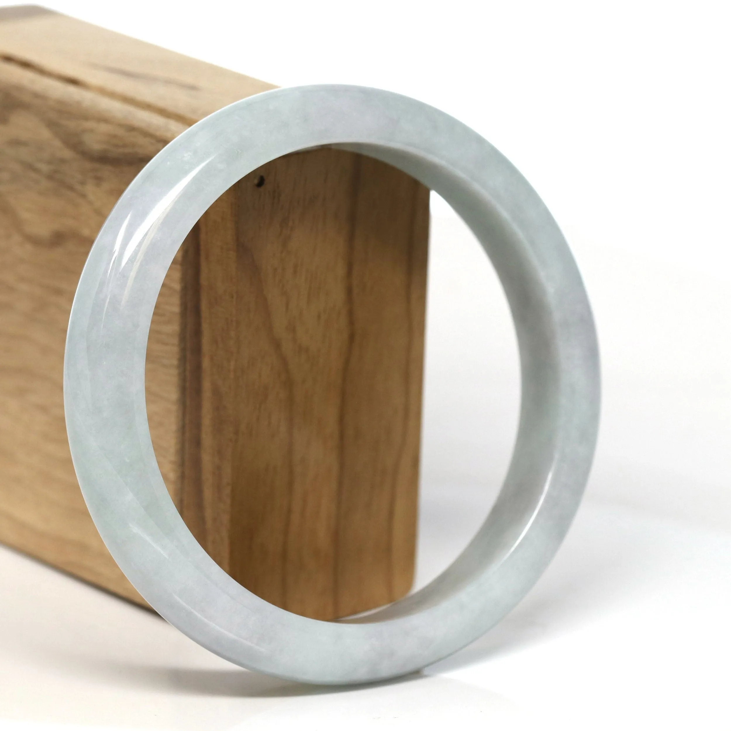 Baikalla Natural Burmese Light Grey - Green Jadeite Jade Bangle Bracelet (62.80mm) #T306