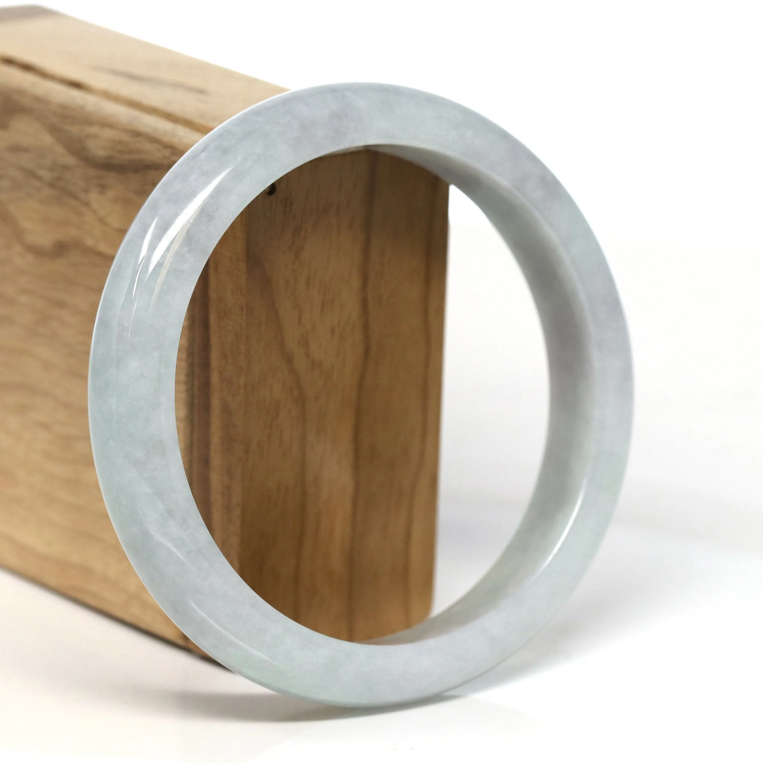 Baikalla Natural Burmese Light Grey - Green Jadeite Jade Bangle Bracelet (62.80mm) #T306