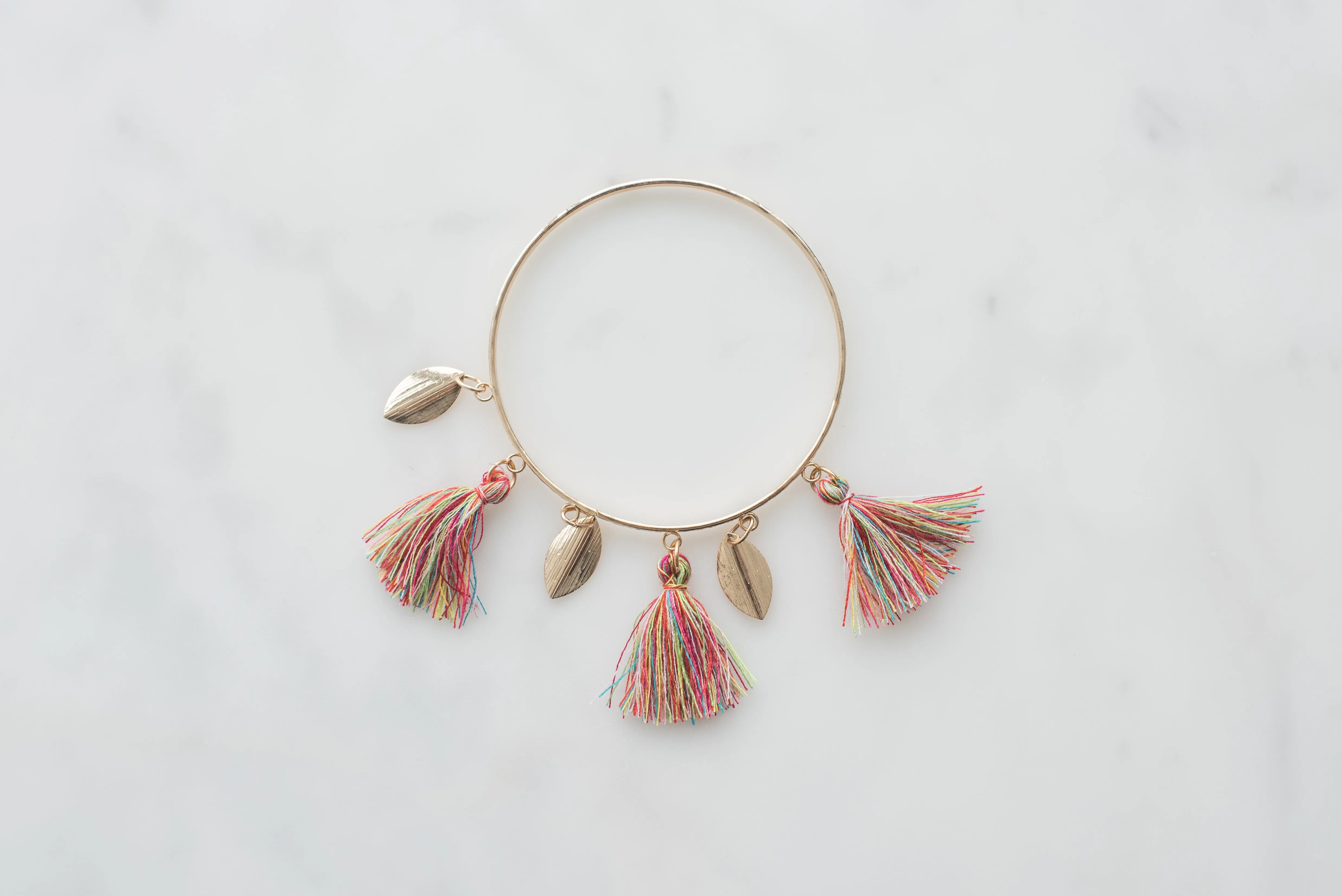 Bangle Bracelet With Feathers