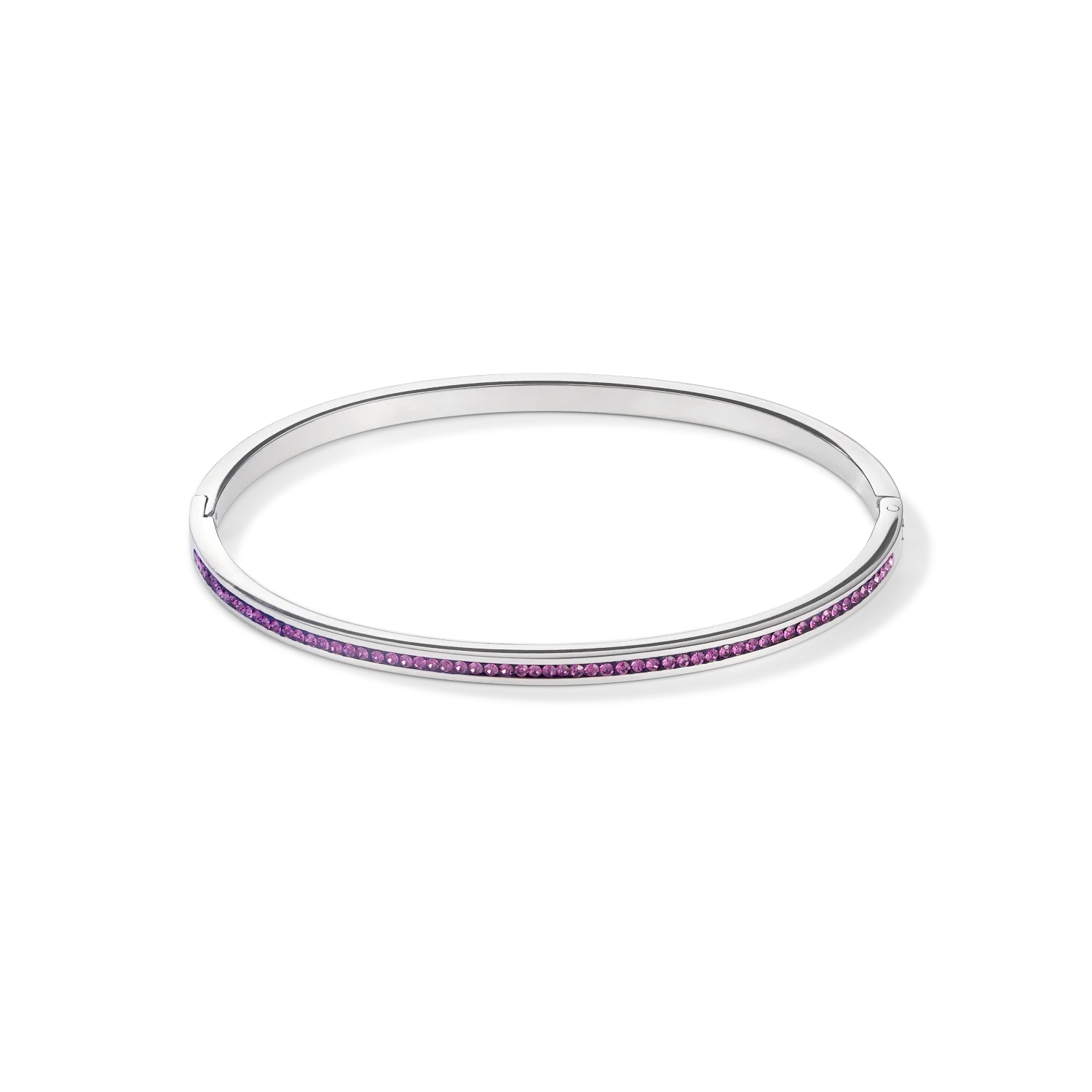 Bangle stainless steel silver & crystals pavé amethyst