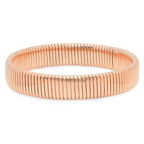 Beautiful Snake Chain Style Textured Thick Pink Gold Steel Bracelet Bangle