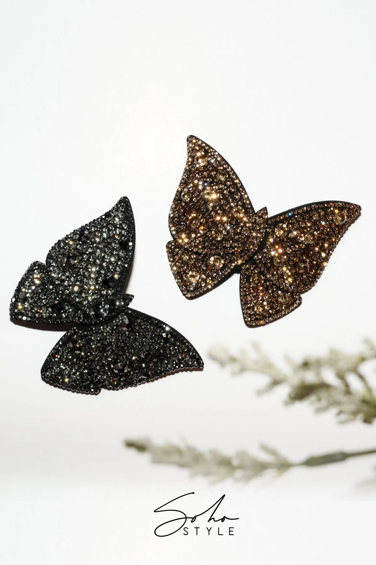 Big Butterfly Crystal Barrette