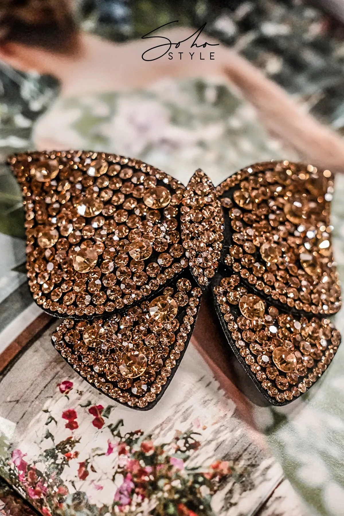 Big Butterfly Crystal Barrette