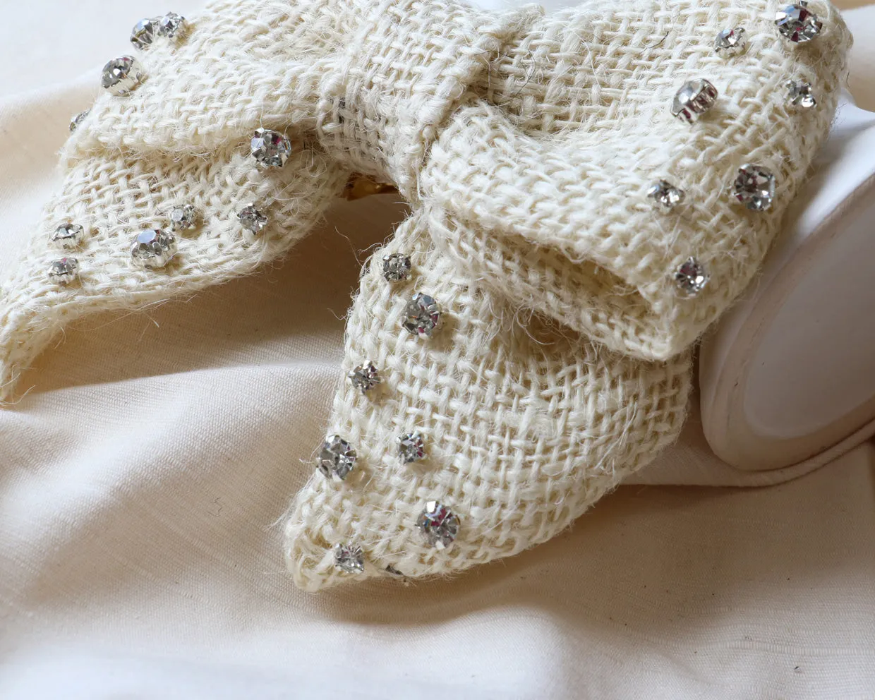 Big Ribbon Barrette White Hemp