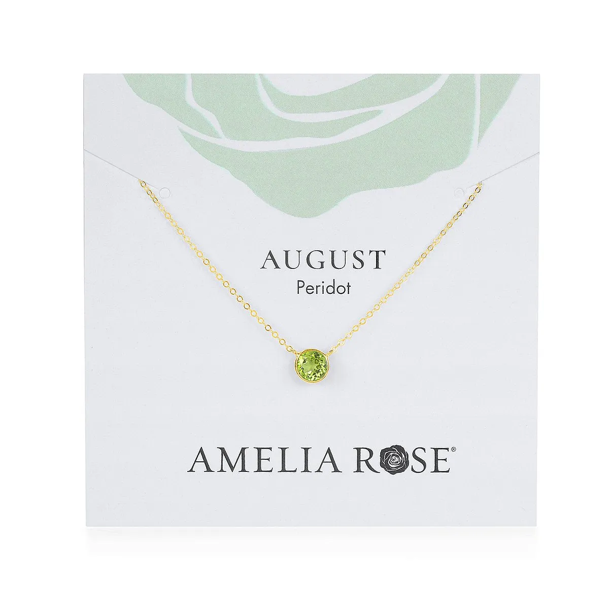 Birthstone Solitaire Necklace-August Peridot