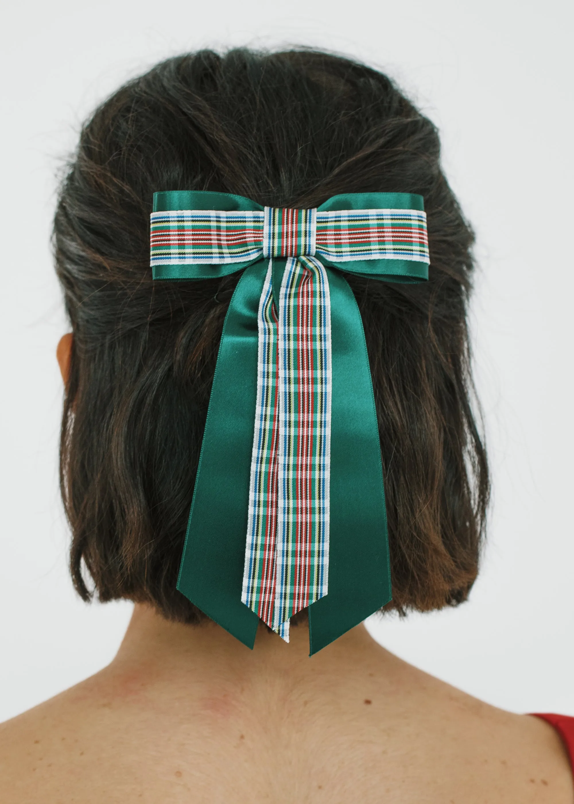 Blaire Bow Barrette -- Green Multi