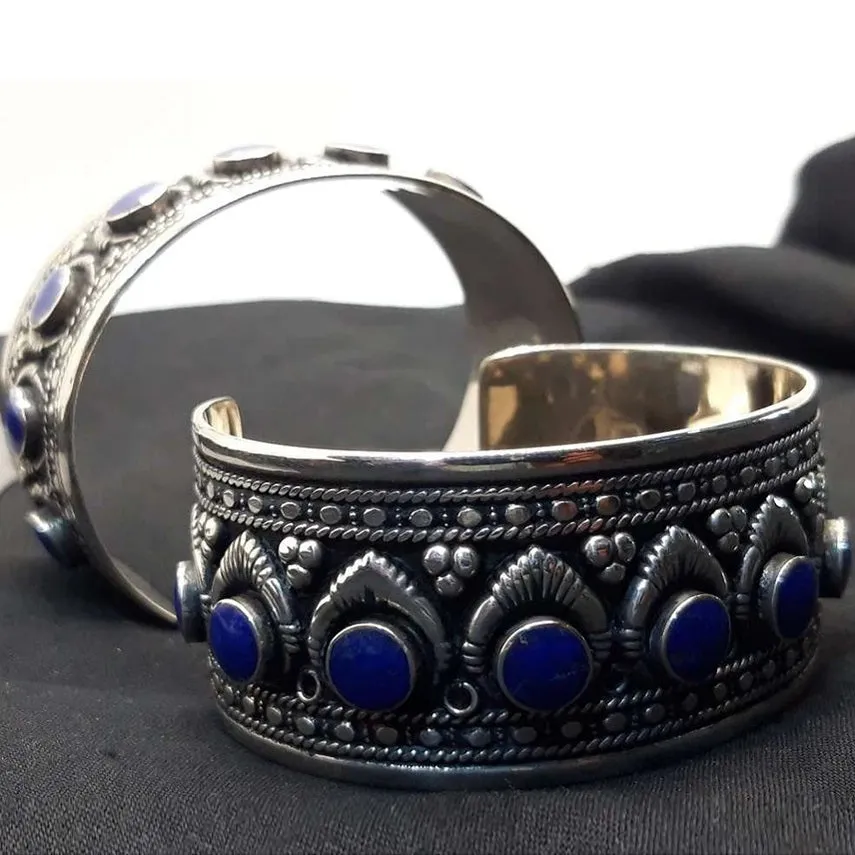 Boho Kuchi Cuff Bracelet With Stones