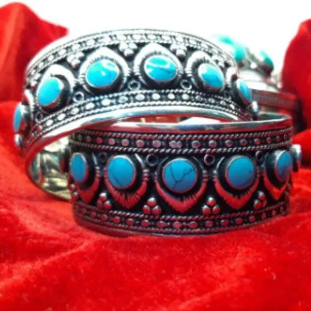 Boho Kuchi Cuff Bracelet With Stones