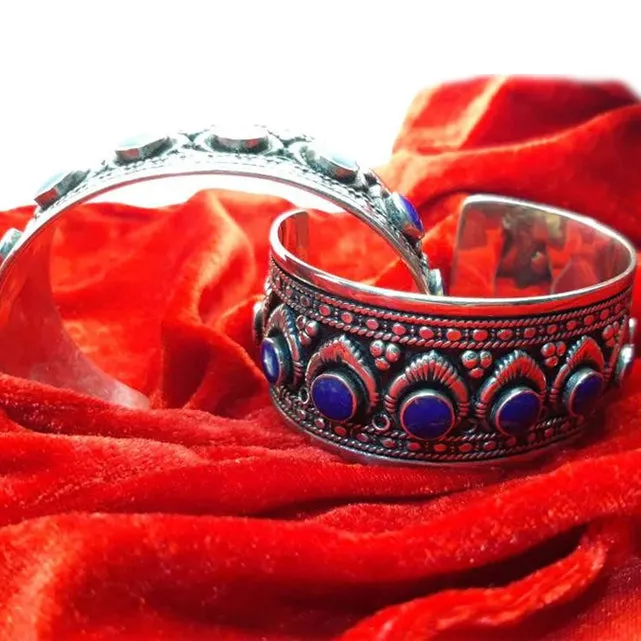 Boho Kuchi Cuff Bracelet With Stones