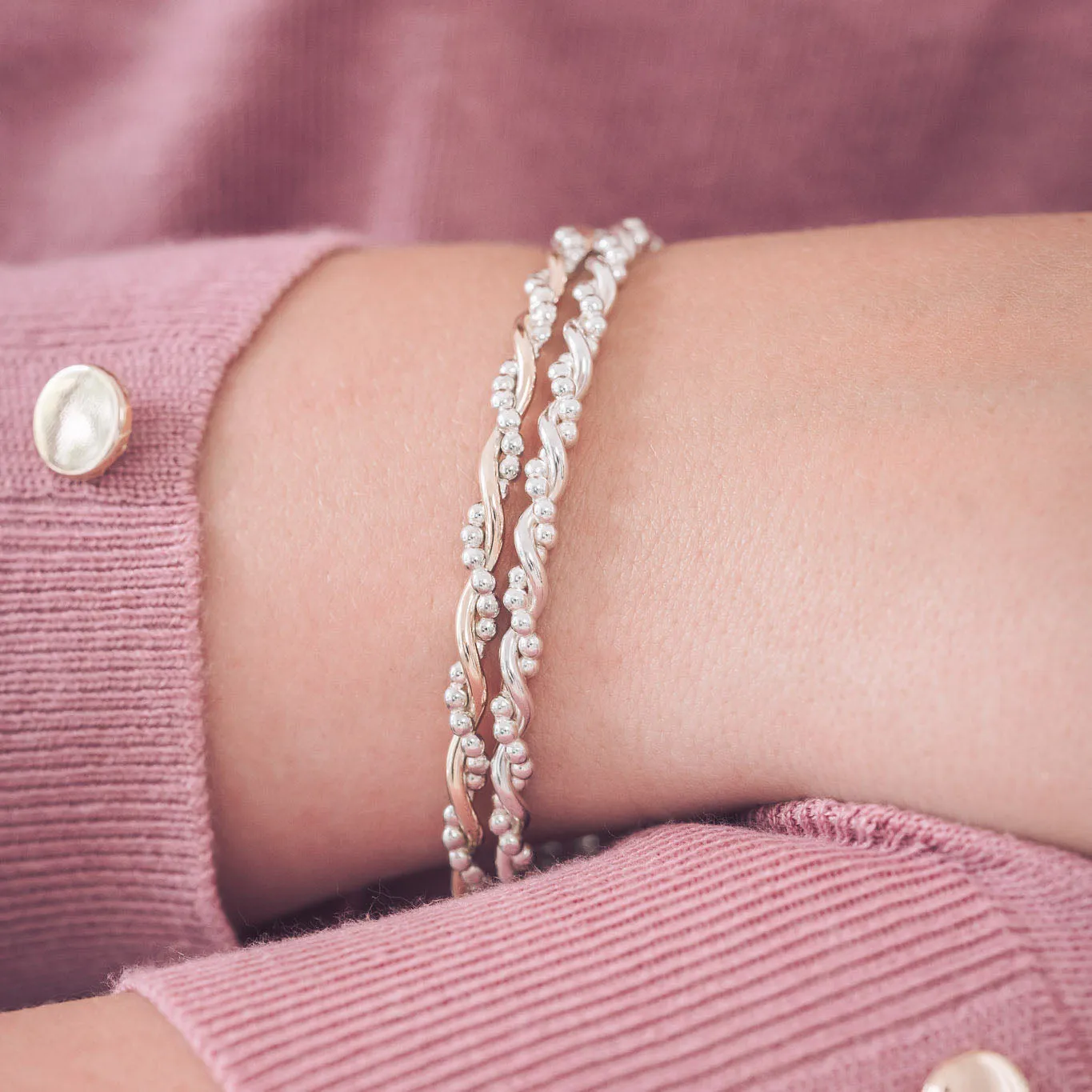 Bramble 9ct Gold and Silver Bangle