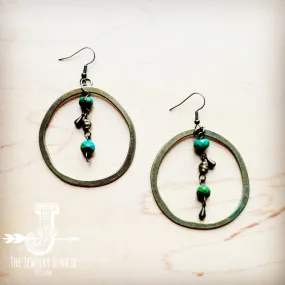 **Bronze Hoop Earrings w/ Green Jasper 220L