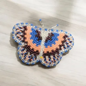 Brown and Silver Butterfly Beaded Barrette