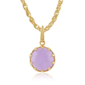 Calo' Lavendel Jade Pastell Anhänger Halskette in 9ct Gelb Vergoldet Sterling Silber