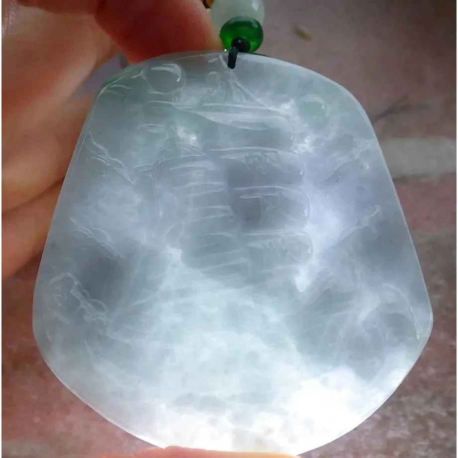 Certified Green 100% Natural A Jade Jadeite Pendant Sailboat Necklace