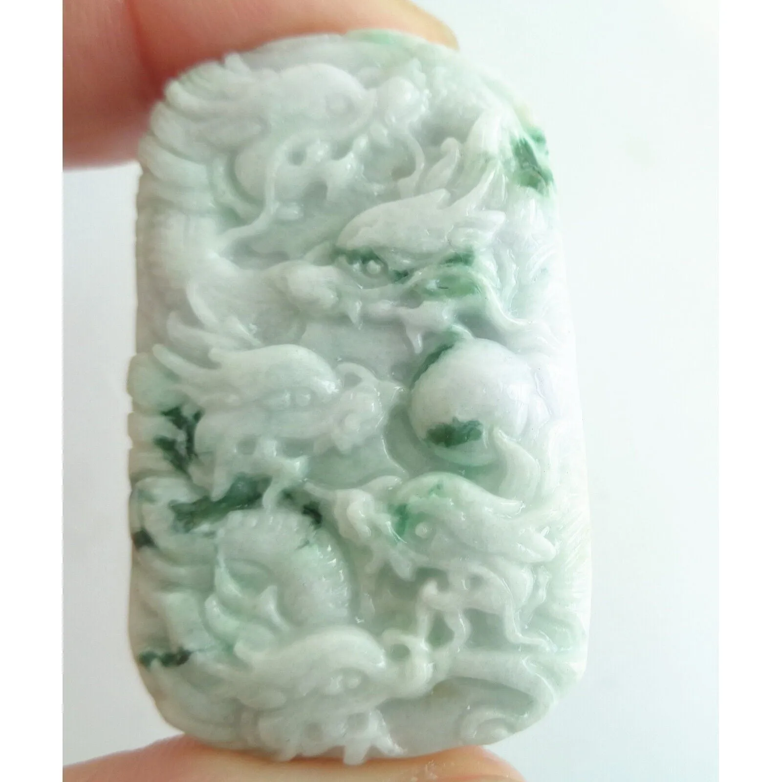 Certified Green A Jade Jadeite Carved 9 Dragons Bead Pendant Necklace