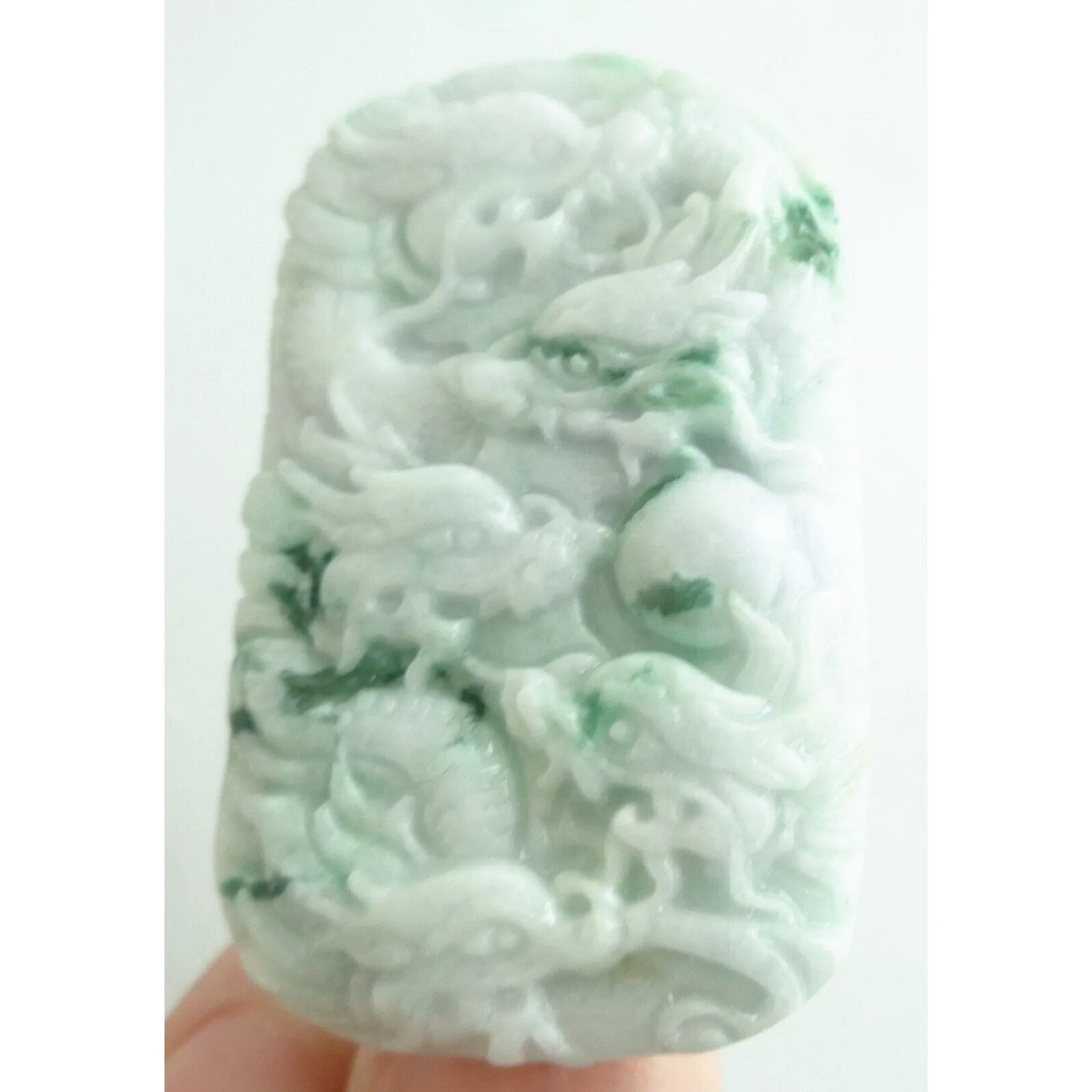 Certified Green A Jade Jadeite Carved 9 Dragons Bead Pendant Necklace