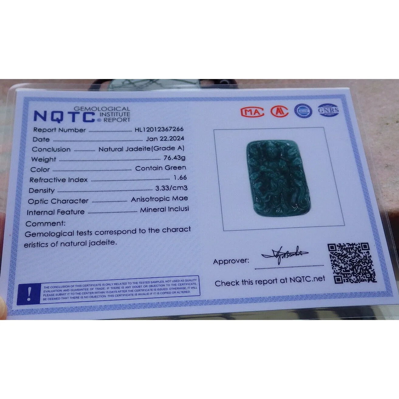 Certified Green Burma Natural A Jade Jadeite Pendant 1000 Hand Guanyin Necklace