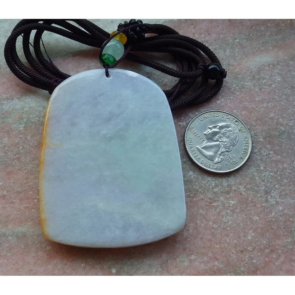 Certified Yellow  Natural A Jade Jadeite Pendant Phoenix Flower Necklace