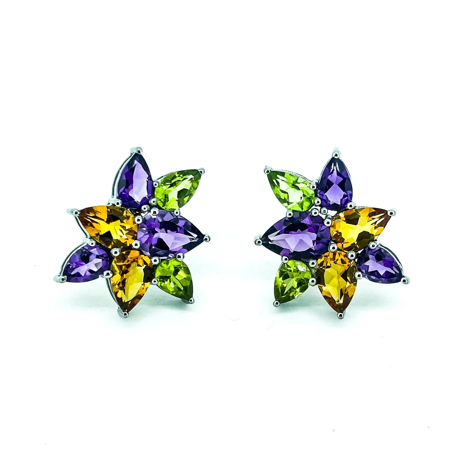 Citrine, Amethyst, and Peridot Earrings