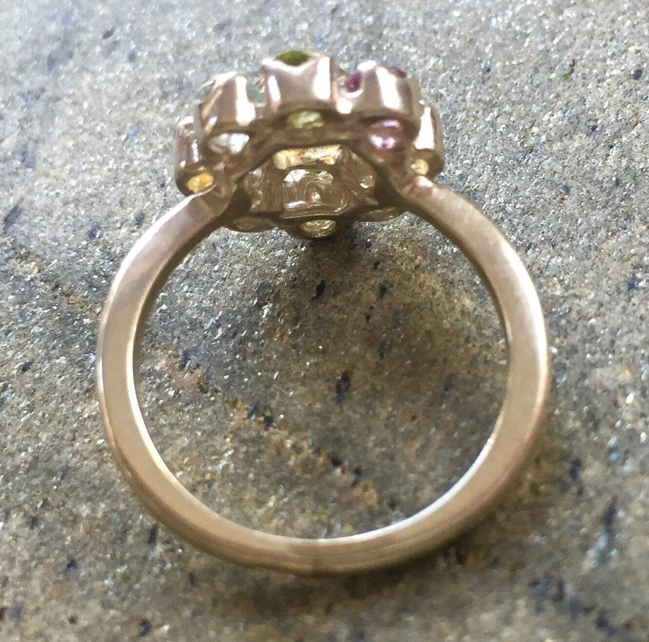 Citrine Flower Ring - Colorful Flower Ring - Multistone Flower Ring