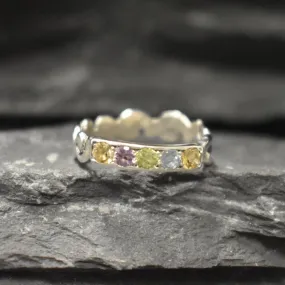 Colorful Wavy Ring - Yellow Citrine Ring - Purple Amethyst Ring