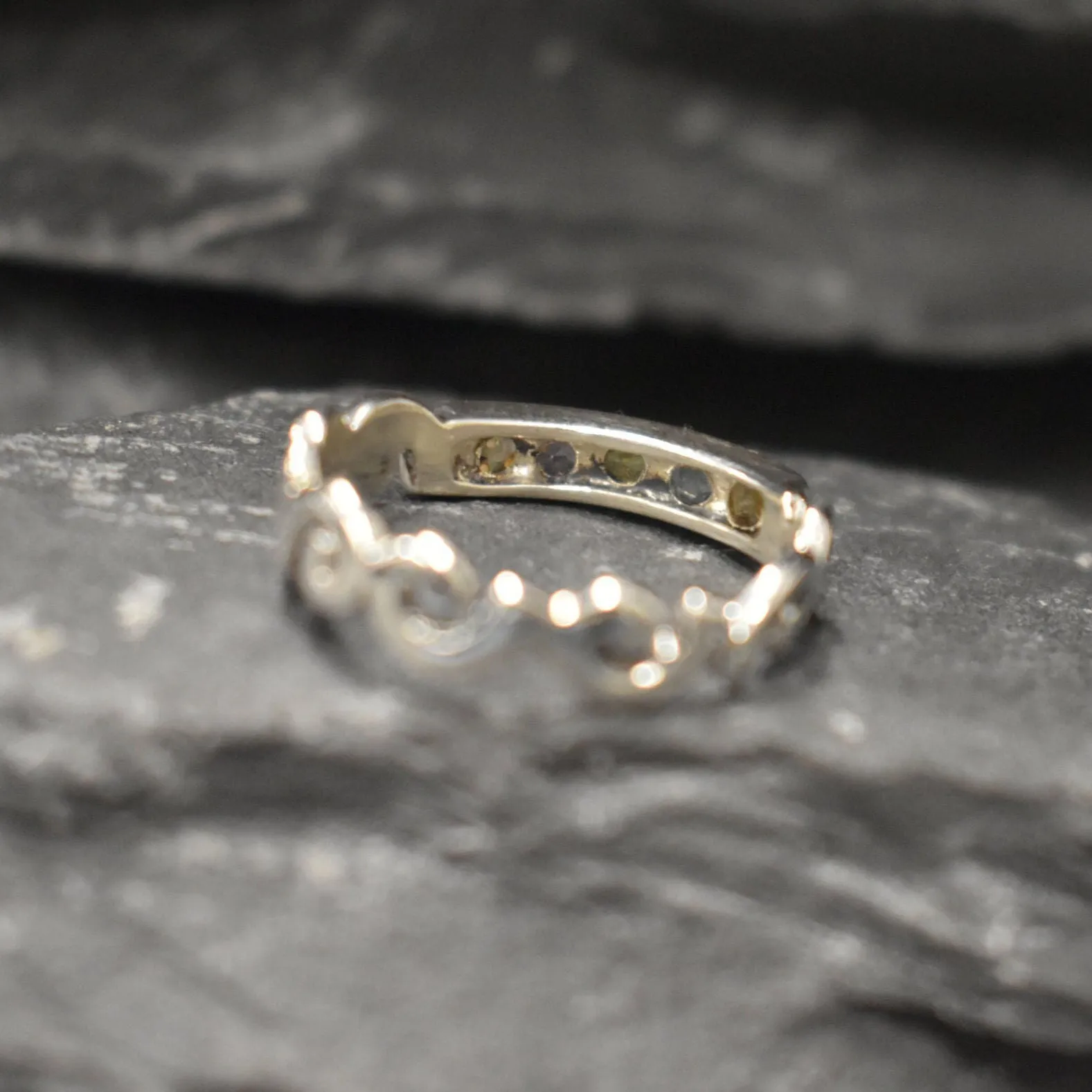 Colorful Wavy Ring - Yellow Citrine Ring - Purple Amethyst Ring