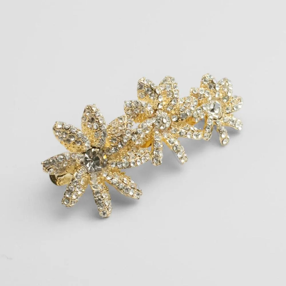 Crystal Three Flower Barrette