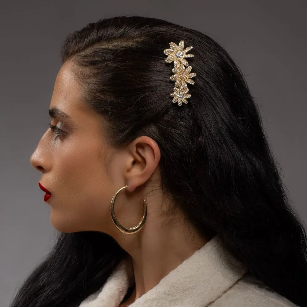 Crystal Three Flower Barrette
