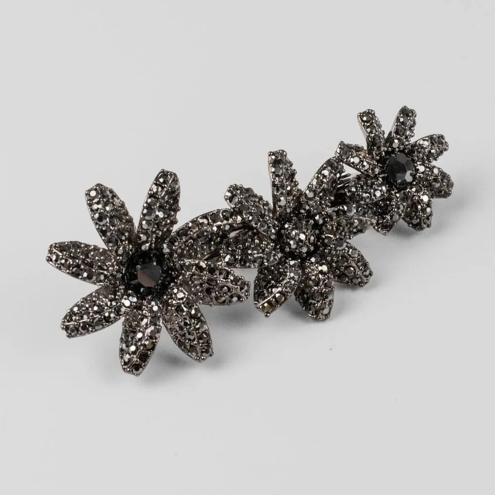 Crystal Three Flower Barrette