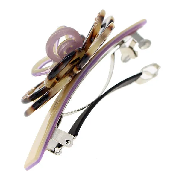 Crystalmood Cellulose Acetate Circle Floral Hair Barrette w/ Rhinestones
